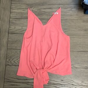 Coral Sleeveless Tie-Front Top
